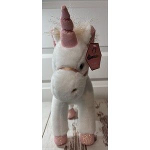 FAO Schwarz White Pink Sparkles Unicorn plush stuffed 13" NWT